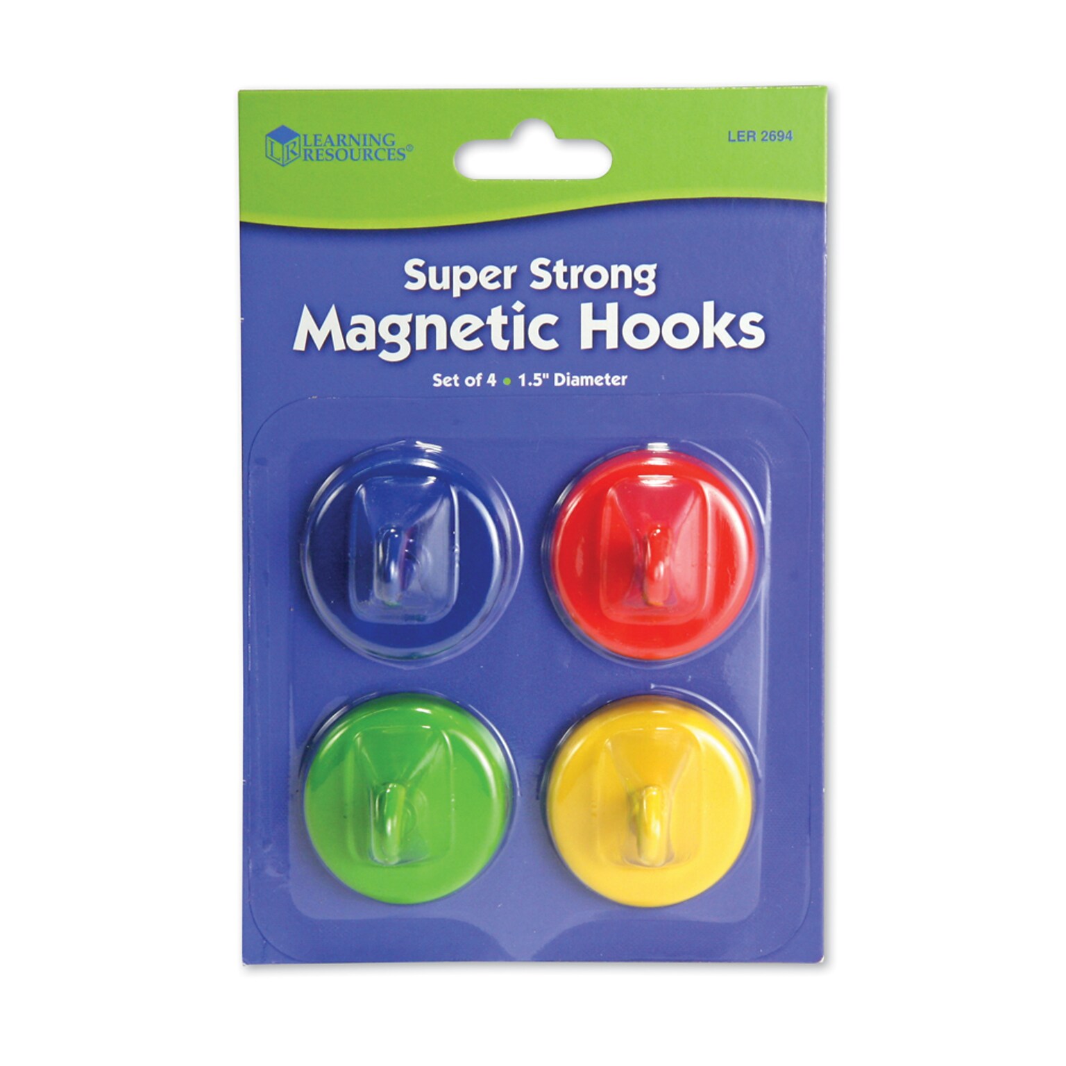 Learning Resources Super Strong Magnetic Hooks 1.5 in Diameter, 4 Pieces (LER2694)