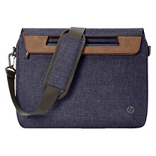 HP Renew Laptop Slim Briefcase, Heather Blue/Brown Fabric/Faux Leather (1A215AA#ABL)