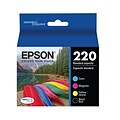 Epson T220 Black/Cyan/Magenta/Yellow Standard Yield Ink Cartridge, 4/Pack (T220120-BCS)