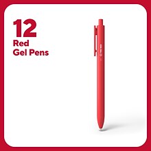 TRU RED™ Retractable Quick Dry Gel Pens, Medium Point, 0.7mm, Red, Dozen (TR54500)