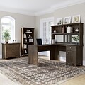 Bush Furniture Salinas 60 L-Shaped Desk with Hutch, Lateral File Cabinet and 5-Shelf Bookcase, Ash