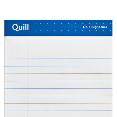 Quill Brand® Gold Signature Premium Series Legal Pad, 5" x 8", Legal Ruled, White, 50 Sheets/Pad, 12 Pads/Pack (742316)