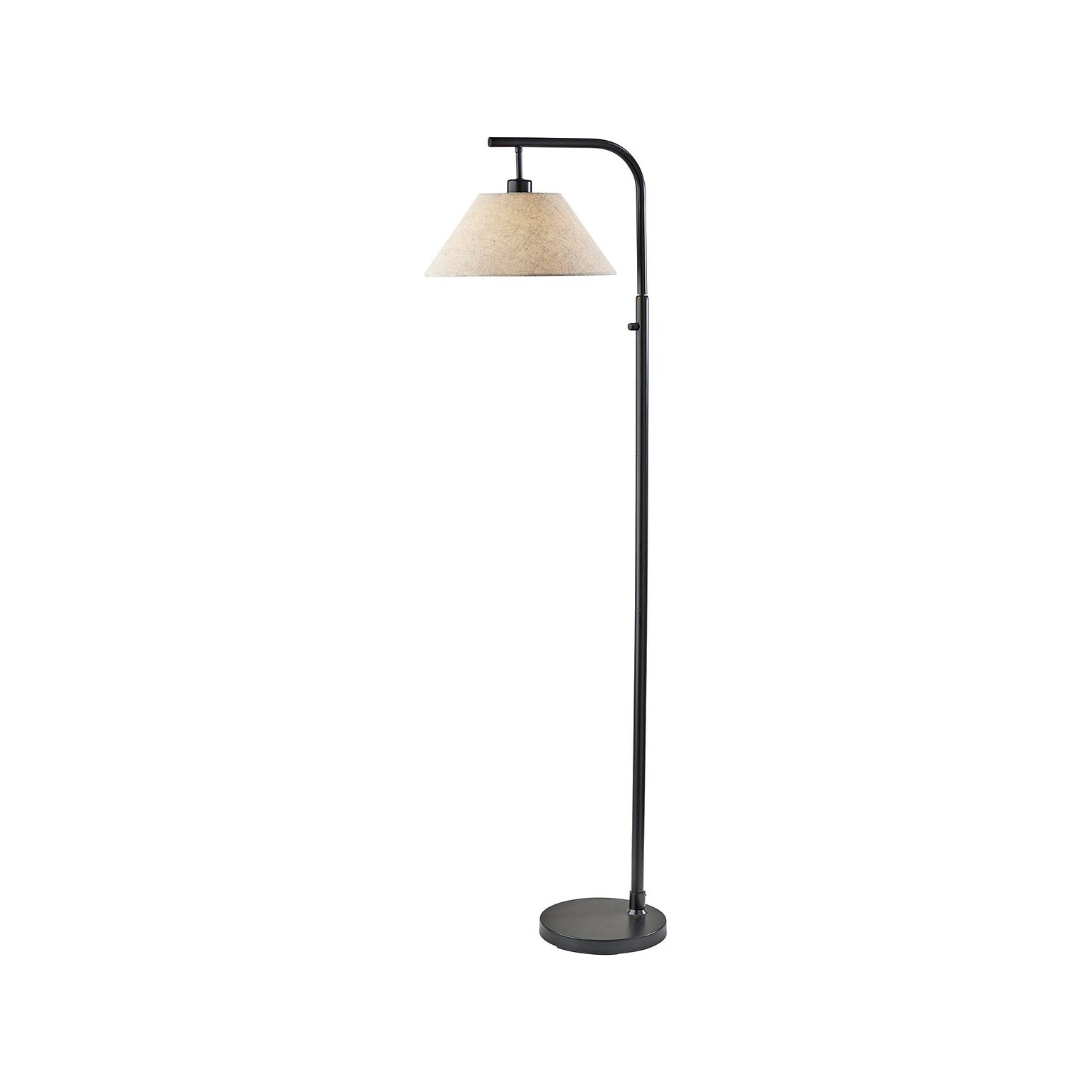 Simplee Adesso Hayes 58 Matte Black Floor Lamp with Tapered Light Brown Shade (SL1181-01)
