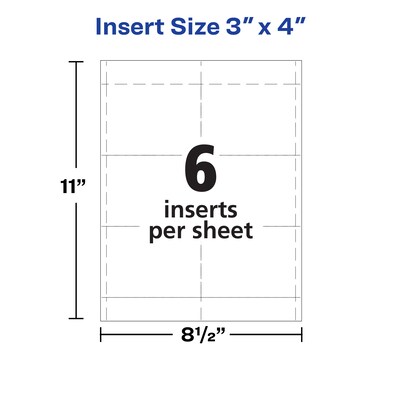 Avery Printable Laser/Inkjet Name Badge Insert Refills, 3" x 4", White, 300 Inserts Per Box (5392)