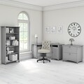 Bush Furniture Salinas 55W Corner Desk with Lateral File Cabinet and 5 Shelf Bookcase, Cape Cod Gra