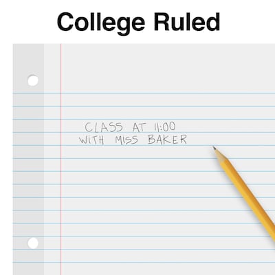 TRU RED™ College Ruled Filler Paper, 8.5" x 11", 100 Sheets/Pack, 12 Packs/Carton (TR16183)
