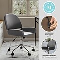 Martha Stewart Tyla Armless Faux Leather Swivel Office Chair, Gray/Polished Nickel (CH2209215GY)