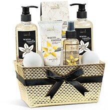 Freida and Joe Warm Vanilla Bath & Body Gift Set in Gold Basket (FJ-157)