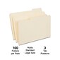 Quill Brand® File Folders, Assorted Tabs, 1/3-Cut , Legal Size, Manila, 100/Box (760137)