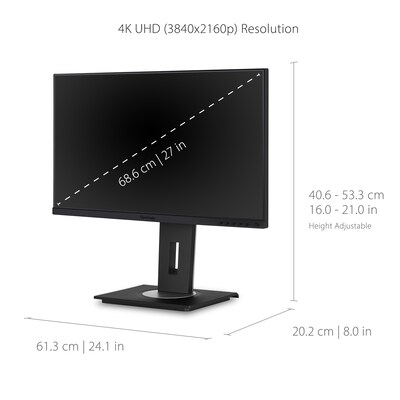 ViewSonic Ergonomic 27" 4K Ultra HD 60 Hz LCD Monitor, Black (VG2756-4K)