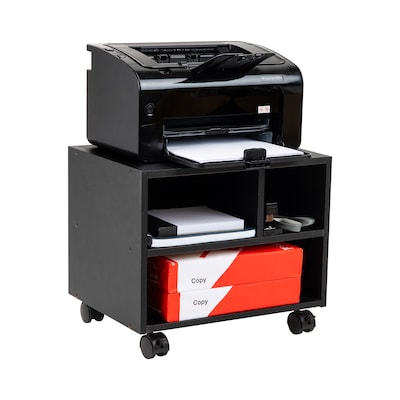 Mind Reader 3-Shelf Mobile Printer Utility Cart with Wheels, Black (MDFPCART-BLK)