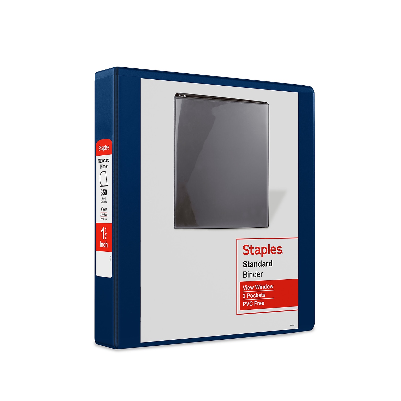 Staples® Standard 1-1/2 3 Ring View Binder with D-Rings, Blue (26439-CC)