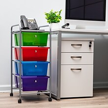 Mind Reader Elevate Collection 4 Drawer Storage Utility Cart, Multi-Colors (4DPTROLL-ASST)