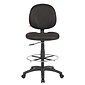 Boss Office Products Armless Fabric Drafting Stool with Swivel Base and Lumbar Support, Black (B1690-BK)