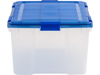 Iris WeatherPro 62.4 Qt. Latch Lid Storage Bin, Clear/Blue (500203)