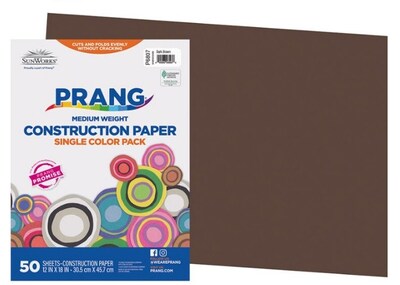 Prang 12 x 18 Construction Paper, Dark Brown, 50 Sheets/Pack (P6807-0001)