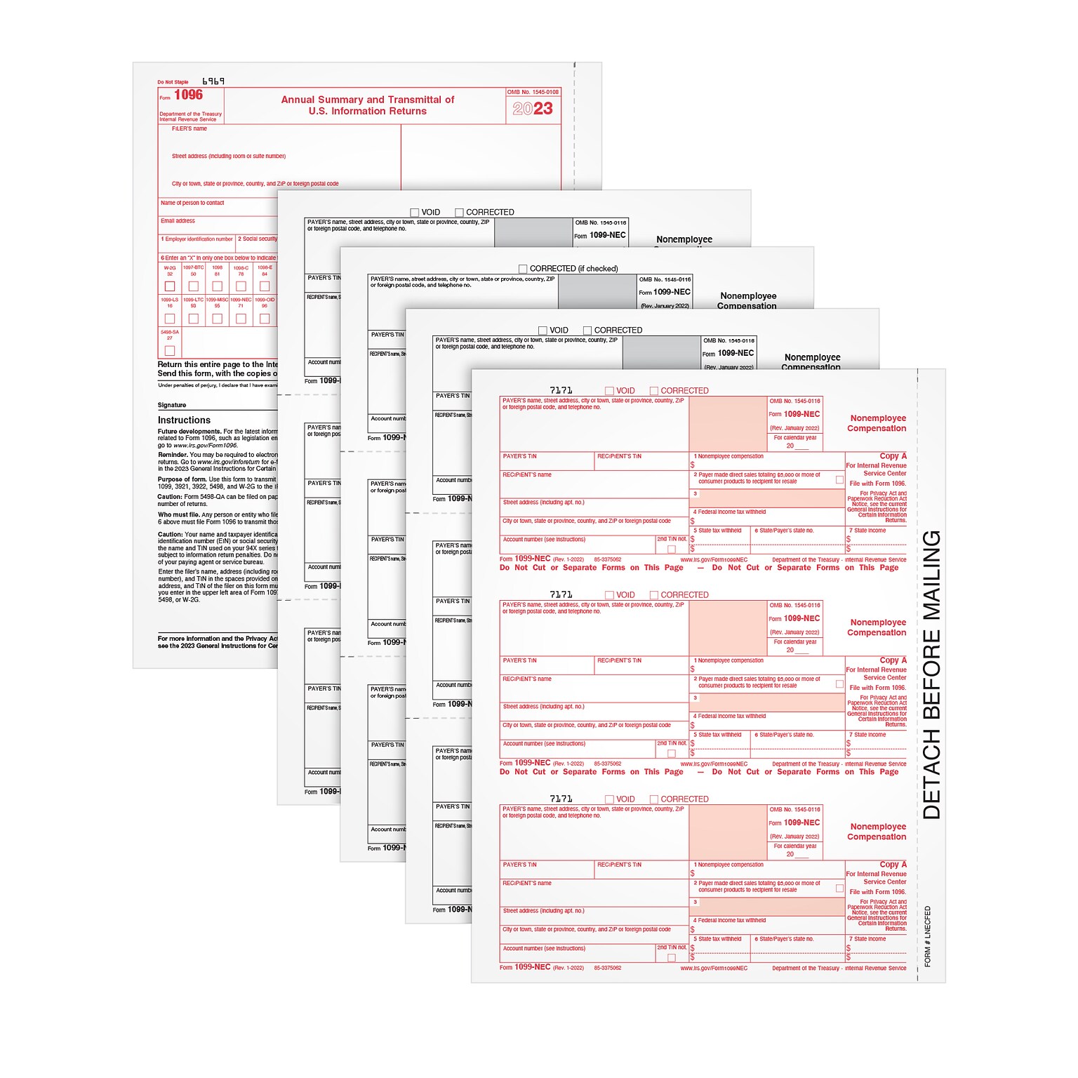 TOPS 2023 1099-NEC Tax Form, 4-Part, 50/Pack (6103NECQ)