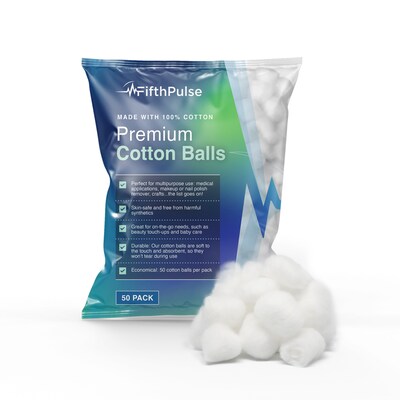 FifthPulse Premium Cotton Balls, 50/Pack (FMN100533)