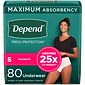 Depend Fit-Flex Adult Incontinence Underwear for Women, Disposable, Small, Blush, 80 Count (54196)