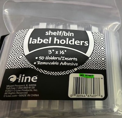 C-Line Best Value Label Holders, 0.5" x 3", Clear, 50/Pack (CLI87607)