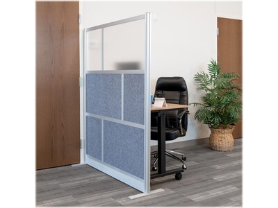 Luxor Modular Room Divider Starter Wall, 70"H x 53"W, Gray PET/Frosted Acrylic (MW-5370-FCG)