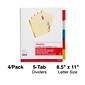 Staples Big Tab Insertable Dividers, 5-Tab, Multicolor, 4/Sets