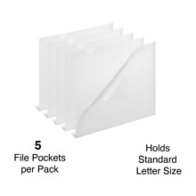 Staples Plastic Document File, 5-Pocket, Letter Size, Clear, 5/Pack (TR11094)