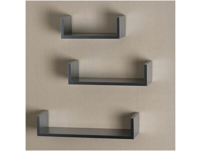 V-Light Wood Wall-Mounted Shelves, Gray, 3/Pack (VW161011G)