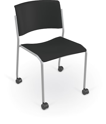 MooreCo Akt 4-Leg Caster Student Chair, Hard Casters, Black (56579-HC-BLACK)
