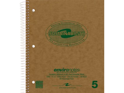 Roaring Spring Paper Products Environotes 5-Subject Notebook, 9 x 11, College-Ruled, 150 Sheets, B