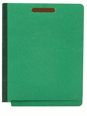 Quill Brand® End-Tab Partition Folders, 1 Partition, 4 Fasteners, Emerald Green, Letter, 15/Box (751