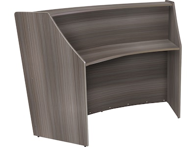 Regency Marque 72W Curved Reception Desk Workstation, Driftwood Gray (77290GY)