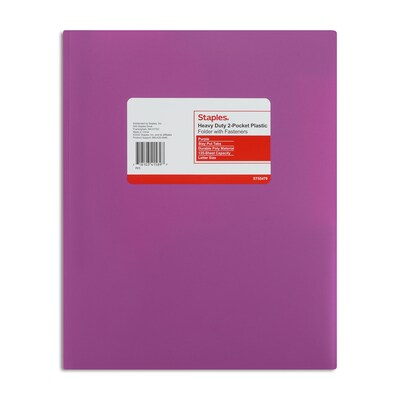 Staples® 2-Pocket Portfolio with Fastener, Purple (55479)
