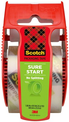 Scotch Sure Start Shipping Packing Tape with Dispenser, 1.88 x 22.2 yds., Clear (145)