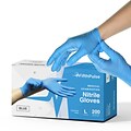 Fifth Pulse Powder Free Nitrile Exam Gloves, Latex Free, Large, Blue, 200 Gloves/Box (FMN100411)