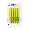 TRU RED™ Tank Highlighter with Grip, Chisel Tip, Yellow, 5/Pack (TR54577)