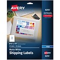 Avery Inkjet Shipping Labels, 8-1/2 x 11, White, 1 Label/Sheet, 20 Sheets/Pack, 20 Labels/Pack (82
