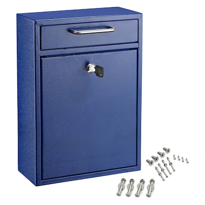 AdirOffice Large Wall Mounted Drop Box with Suggestion Cards, Key Lock, Blue (631-04-BLU)