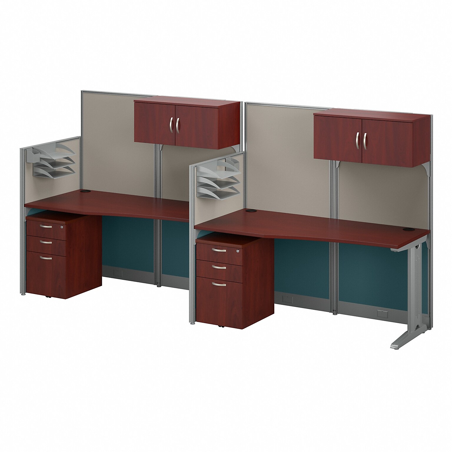 Bush Business Furniture Office in an Hour 63H x 129W 2 Person In-Line Cubicle Workstation, Hansen Cherry (OIAH005HC)