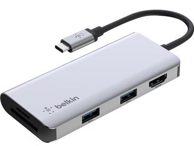 Belkin Connect 5-in-1 Multiport Adapter Hub for USB-C Enable Laptops, Multicolored (PVC002BTSGY)