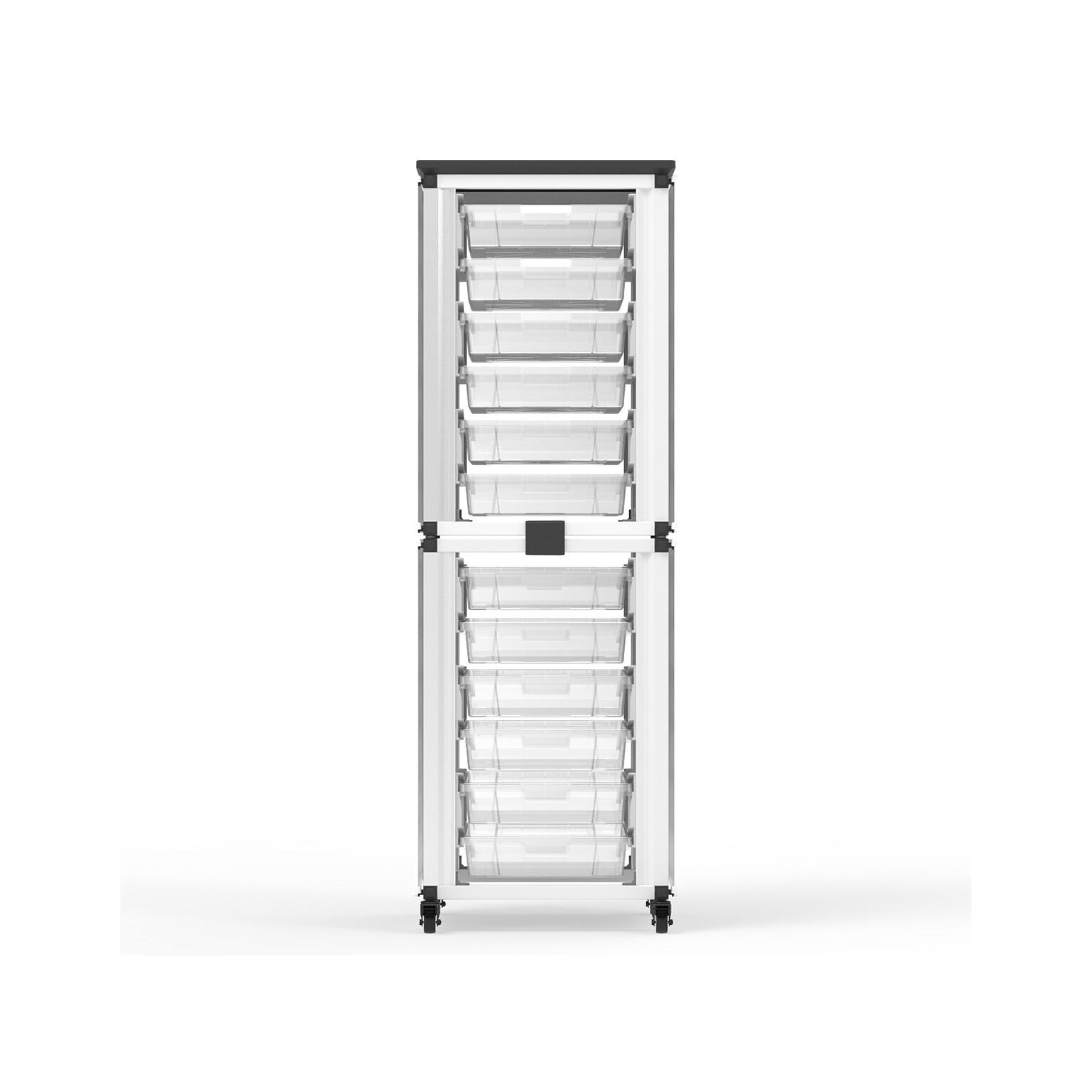 Luxor Mobile 12-Section Stacked Modular Classroom Storage Cabinet, 18.2W x 18.2D, White (MBS-STR-12-12S)