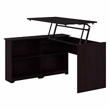 Bush Furniture Cabot 52W 3 Position Sit to Stand Corner Bookshelf Desk, Espresso Oak (WC31816)