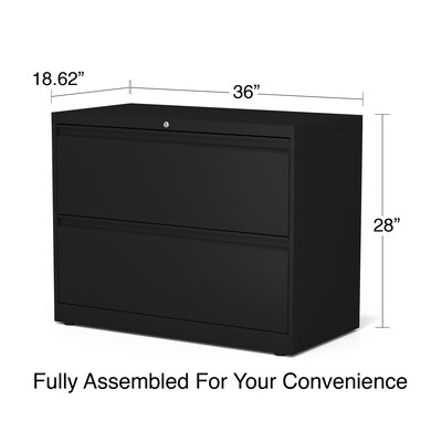 Quill Brand® Commercial 2 File Drawer Lateral File Cabinet, Locking, Black, Letter/Legal, 36"W (20054D)