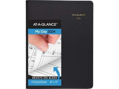 2024 AT-A-GLANCE 8.75 x 11.5 Daily Two-Person Appointment Book, Black (70-222-05-24)