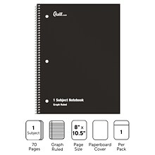 Quill Brand® 1-Subject Notebook, 8 x 10.5, Graph Ruled, 70 Sheets, Black (TR23986)