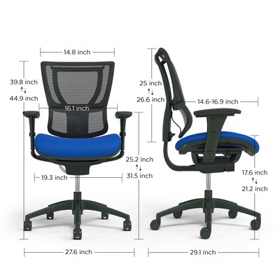 Union & Scale FlexFit™ Ergonomic Mesh Swivel Task Chair, Blue/Black (UN59413)