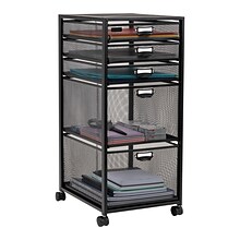 Mind Reader 5-Drawer Mobile Cart with Drawers Laundry Organizer Utility Cart with Wheels, Metal, Bla