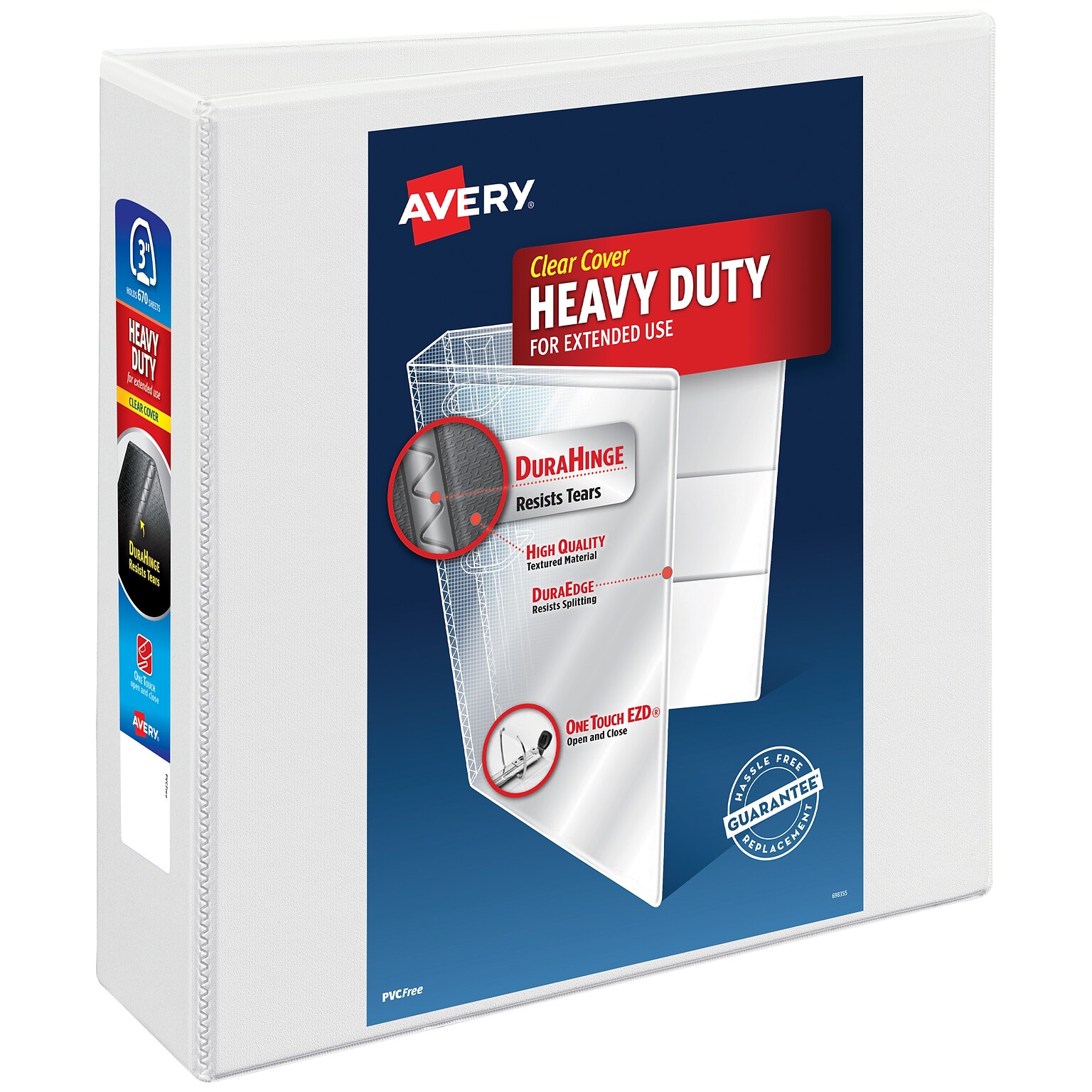 Avery Heavy Duty 3 3-Ring View Binders, One Touch EZD Ring, White (79-193/79-793)