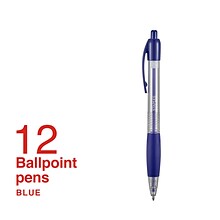 Staples® Retractable Ballpoint Pens, Medium Point, 1.0mm, Blue, 12/Pack (50794)