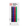 TRU RED™ Pen Permanent Markers, Twin Tip, Assorted, 4/Pack (TR57828)